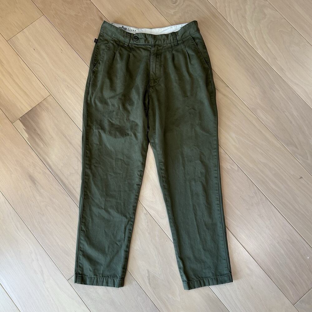 Alpha Industries Twill Trousers Pleated Tapered Fit Pant *Flaw Men’s 29x28**